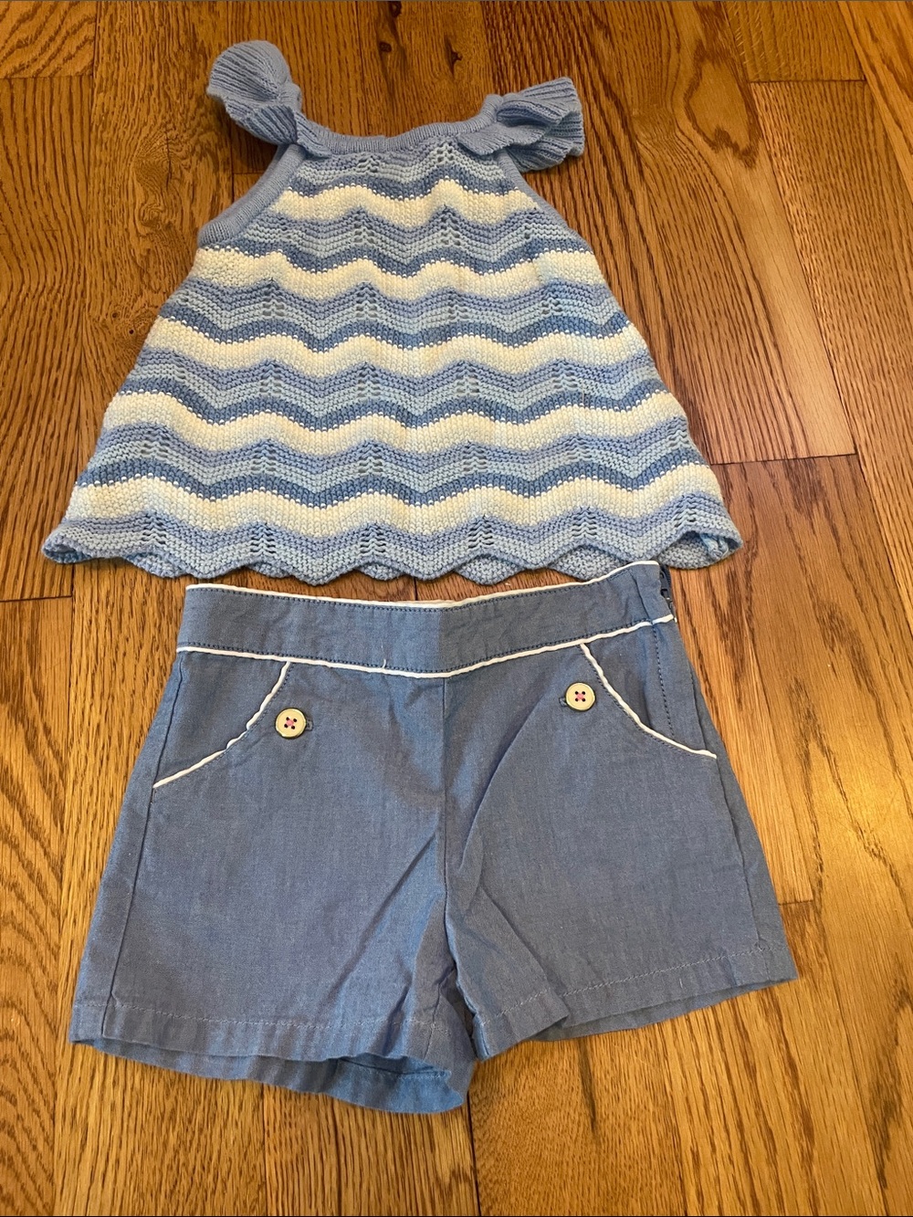 Janie and Jack  Chambray Shorts & Crotchet Top (haute hippie)